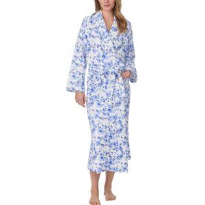 Eileen West Blue Floral Ballet Wrap Robe